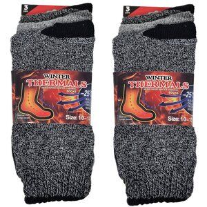 Men Thermal Socks, Warm Winter Crew, Heavy Duty Book Sock, Size 10-13, 6 Pairs